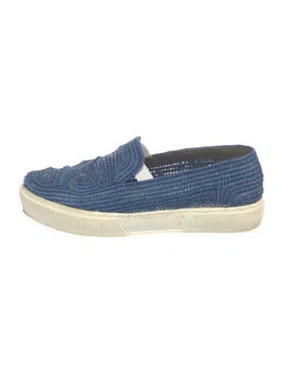 Pre-owned Robert Clergerie Raffia Loafers In Blue