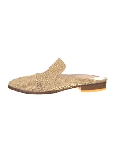 Pre-owned Robert Clergerie Raffia Mules In Neutral