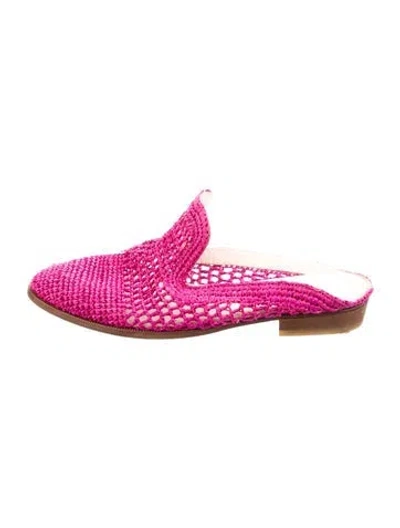 Pre-owned Robert Clergerie Raffia Mules In Pink