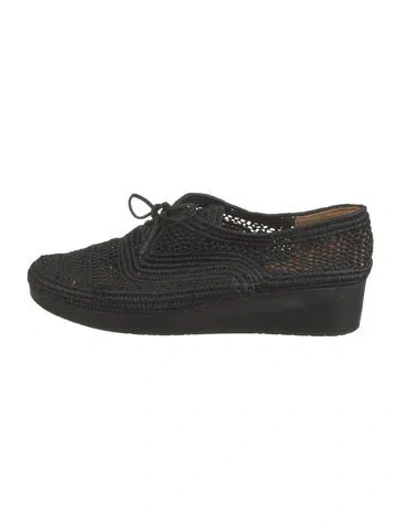 Pre-owned Robert Clergerie Raffia Oxfords In Black