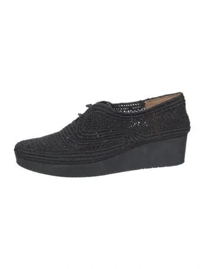 Pre-owned Robert Clergerie Raffia Oxfords In Black