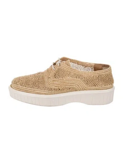 Pre-owned Robert Clergerie Raffia Oxfords In Neutral