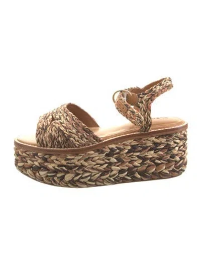 Pre-owned Robert Clergerie Raffia Patterned Espadrilles In Brown
