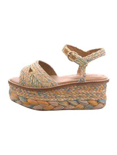 Pre-owned Robert Clergerie Raffia Patterned Espadrilles In Multi
