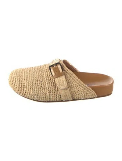 Pre-owned Robert Clergerie Raffia Patterned Mules In Gold