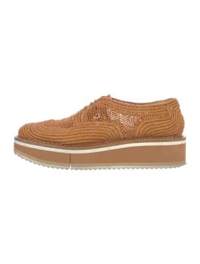 Pre-owned Robert Clergerie Raffia Patterned Oxfords In Orange