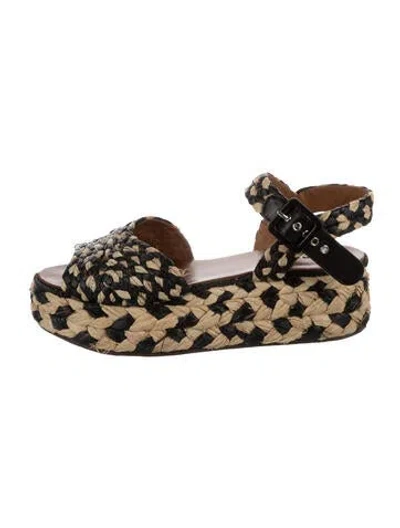 Pre-owned Robert Clergerie Raffia Patterned Sandals In Black/gold