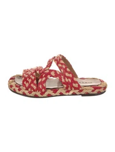 Pre-owned Robert Clergerie Raffia Patterned Slides