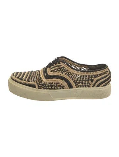 Pre-owned Robert Clergerie Raffia Patterned Sneakers In Black