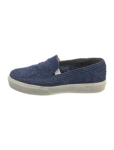 Pre-owned Robert Clergerie Raffia Patterned Sneakers In Blue