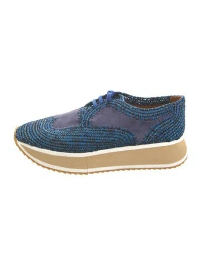Pre-owned Robert Clergerie Raffia Patterned Sneakers In Blue