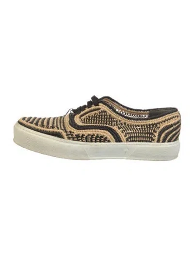 Pre-owned Robert Clergerie Raffia Plaid Print Sneakers