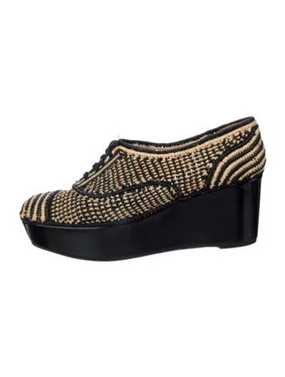 Pre-owned Robert Clergerie Raffia Printed Pumps In Black