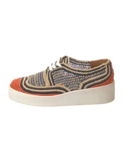 Pre-owned Robert Clergerie Raffia Printed Sneakers