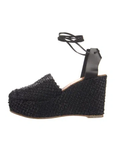 Pre-owned Robert Clergerie Raffia Pumps In Black
