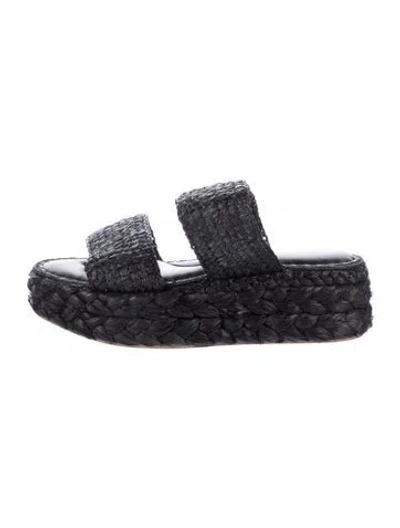 Pre-owned Robert Clergerie Raffia Sandals In Black