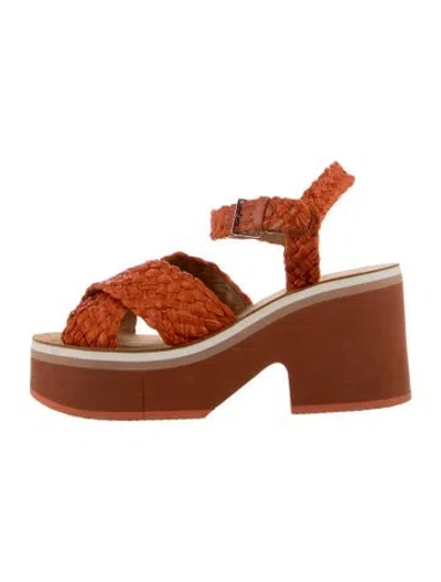 Pre-owned Robert Clergerie Raffia Sandals In Brown