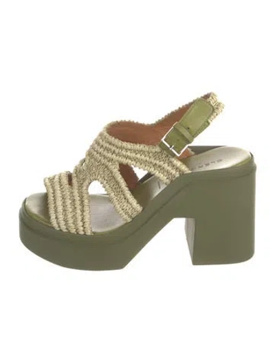 Pre-owned Robert Clergerie Raffia Sandals In Green