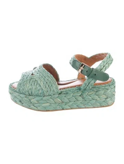 Pre-owned Robert Clergerie Raffia Sandals In Green