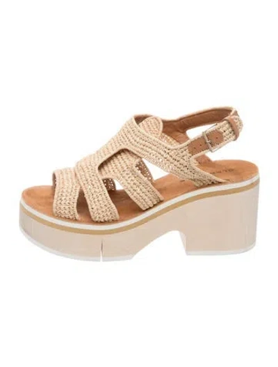 Pre-owned Robert Clergerie Raffia Sandals In Neutrals