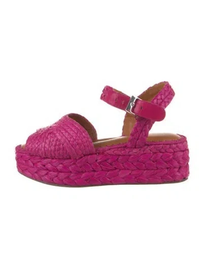 Pre-owned Robert Clergerie Raffia Sandals In Pink