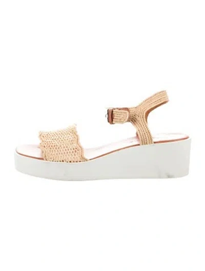 Pre-owned Robert Clergerie Raffia Sandals In White