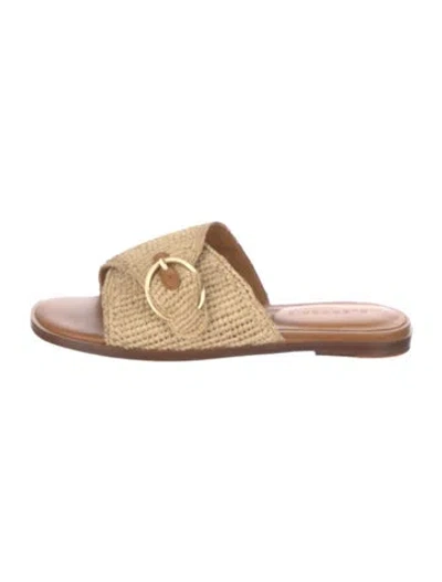 Pre-owned Robert Clergerie Raffia Slides In Neutral