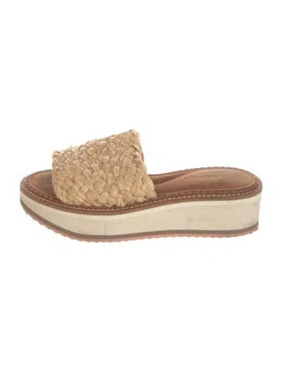 Pre-owned Robert Clergerie Raffia Slides In Neutrals