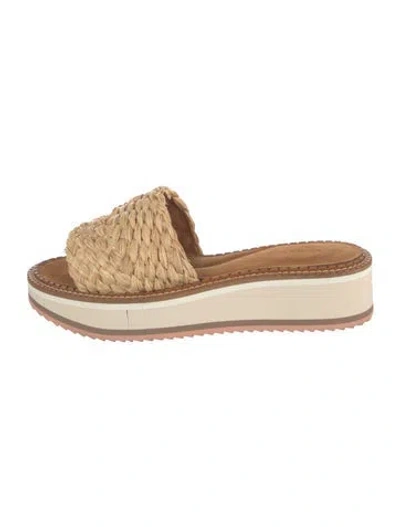 Pre-owned Robert Clergerie Raffia Slides In Neutrals