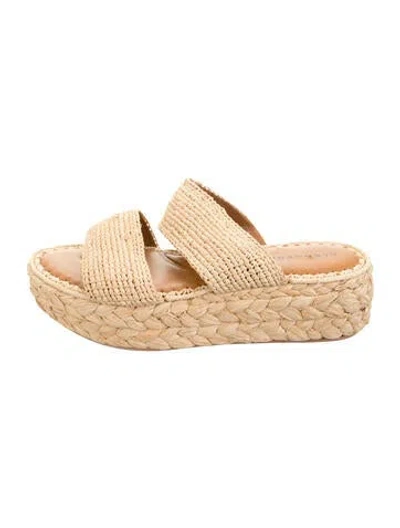 Pre-owned Robert Clergerie Raffia Slides In Neutrals