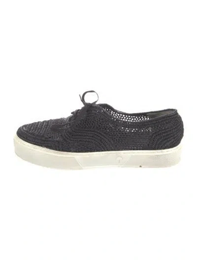 Pre-owned Robert Clergerie Raffia Sneakers In Black