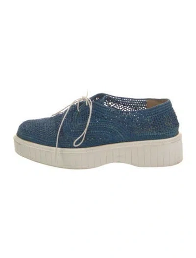 Pre-owned Robert Clergerie Raffia Sneakers In Blue
