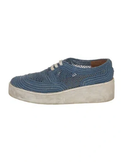 Pre-owned Robert Clergerie Raffia Sneakers In Blue