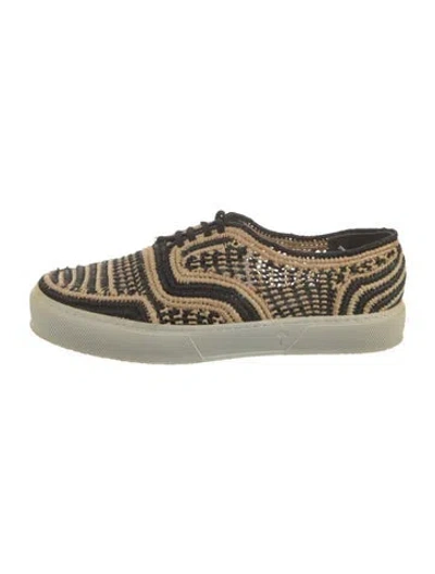 Pre-owned Robert Clergerie Raffia Striped Sneakers