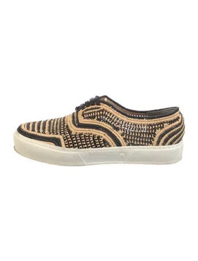 Pre-owned Robert Clergerie Raffia Striped Sneakers