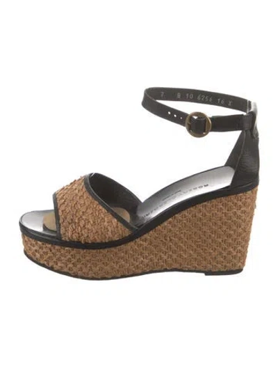 Pre-owned Robert Clergerie Raffia Tweed Pattern Espadrilles In Multi