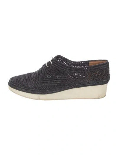 Pre-owned Robert Clergerie Raffia Wedge Sneakers In Multi