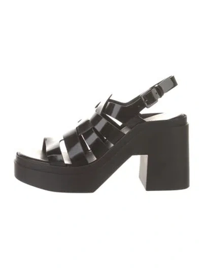Pre-owned Robert Clergerie Rubber Slingback Sandals In Black