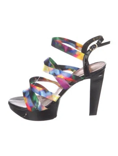 Pre-owned Robert Clergerie Satin Printed Gladiator Sandals In Multi
