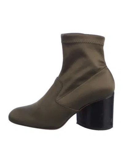 Pre-owned Robert Clergerie Satin Sock Boots In Green