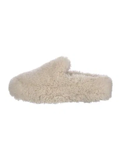 Pre-owned Robert Clergerie Shearling Mules In Neutral