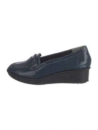 Pre-owned Robert Clergerie Snakeskin Animal Print Loafers In Blue