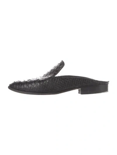 Pre-owned Robert Clergerie Snakeskin Animal Print Mules In Black