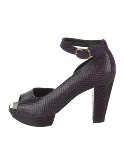 Pre-owned Robert Clergerie Snakeskin Animal Print Sandals In Purple