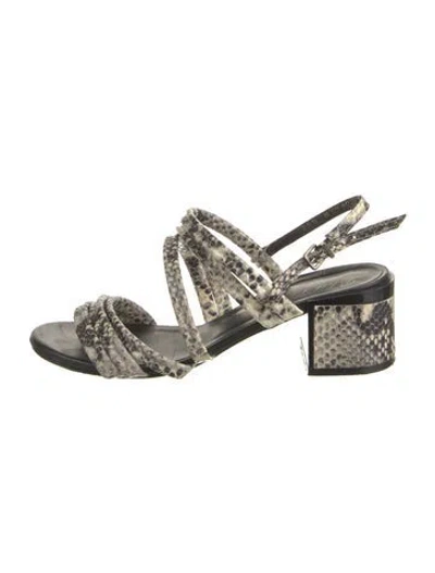 Pre-owned Robert Clergerie Snakeskin Animal Print Slingback Sandals