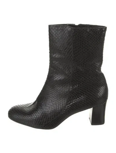 Pre-owned Robert Clergerie Snakeskin Boots In Black