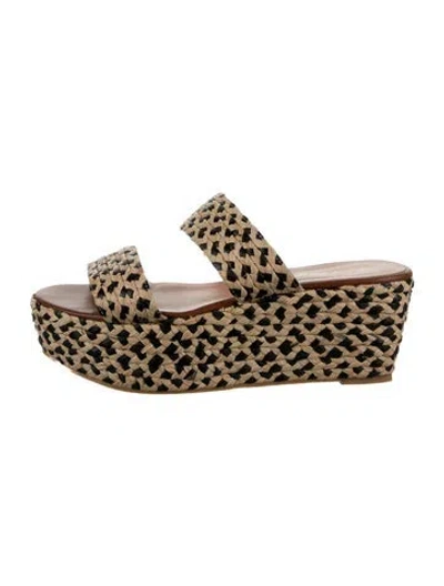 Pre-owned Robert Clergerie Straw Animal Print Slides In Neutrals
