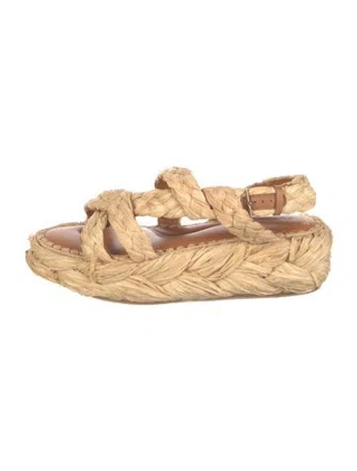 Pre-owned Robert Clergerie Straw Braided Accents Espadrilles In Neutral