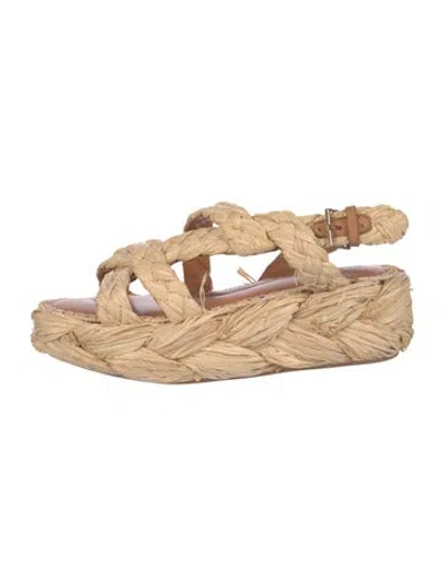 Pre-owned Robert Clergerie Straw Braided Accents Sandals In Neutrals