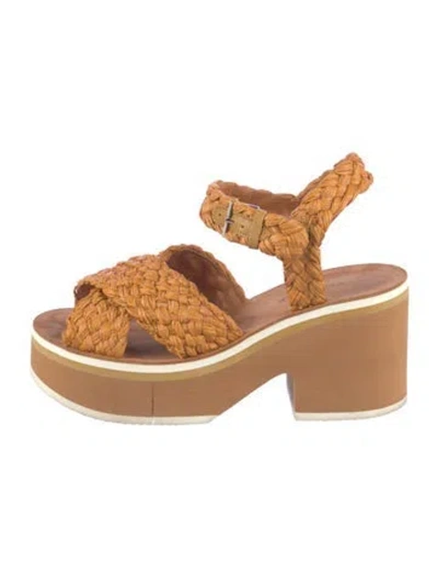 Pre-owned Robert Clergerie Straw Braided Accents Slingback Sandals In Orange